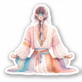 Adesivo Boho Frau- Illustration- Meditation