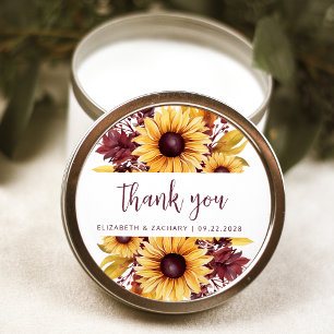 Adesivo Boho Girassol Borgonha Floral Casamento Agradecime