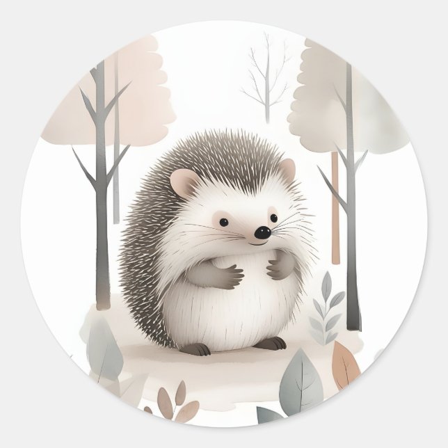 Adesivo Boho Hedgehog minimalista na floresta (Frente)