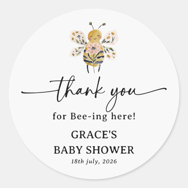 Adesivo Boho HoneyBee Baby Shower Thank You (Frente)