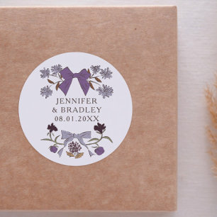 Adesivo Boho Lilac Ribbons Floral Weding Favor