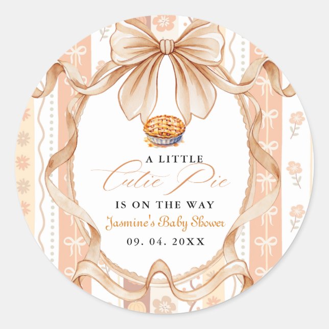 Adesivo Boho Little Cutie Pie Thanksgiving Baby Shower (Frente)