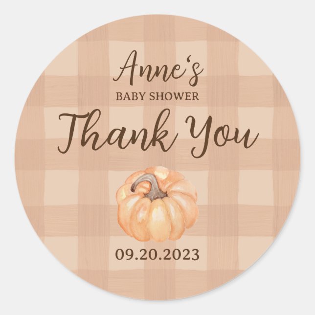 Adesivo Boho Little Pumpkin Chá de fraldas Obrigado (Frente)