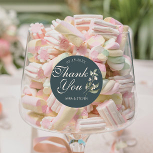 Adesivo Boho Minimalista Botânico verde Obrigado casamento