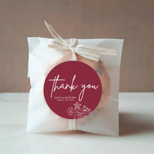 Adesivo Boho Minimalista Burgundy Obrigado Favor Do Casame