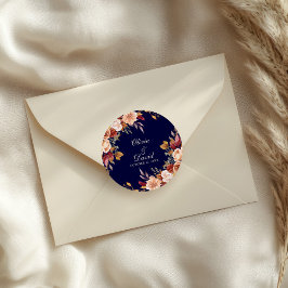 Adesivo Boho Moderno Azul Marinho Laranja Queimada Floral
