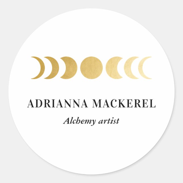 Adesivo Boho Moon Phase Faux Gold Foil Stic Quadrada Moder (Frente)