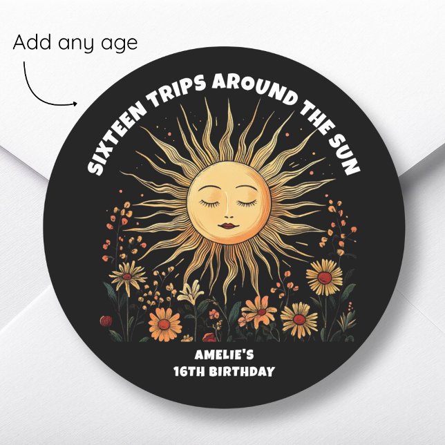Adesivo Boho Mystical Sun Birthday (Criador carregado)