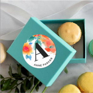 Adesivo Boho Na moda Watercolor Nome Floral Monograma