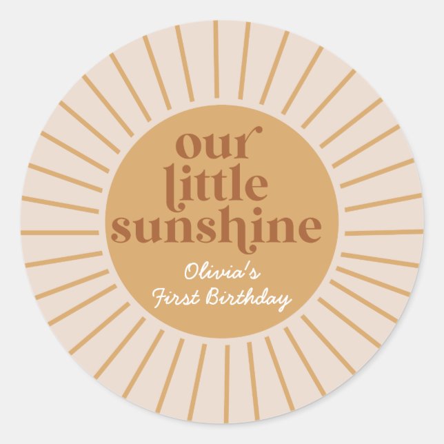 Adesivo Boho Nossa Pequena Sunshine Aniversário (Frente)