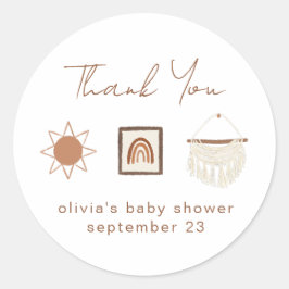 Adesivo Boho Nursery Chá de fraldas Obrigado