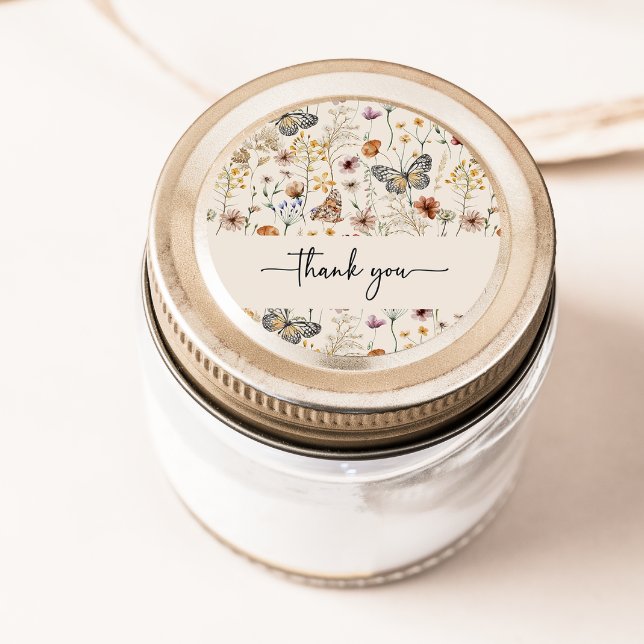 Adesivo Boho Obrigado Sticker (Boho Wildflower Thank You Sticker
)