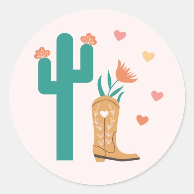 Adesivo Boho Ocidental Boot & Cactus Sticker (Frente)