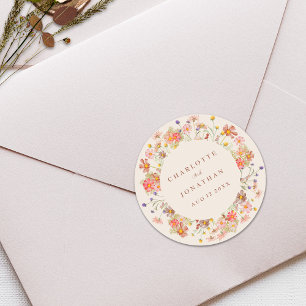 Adesivo Boho Outono Flor Silvestre Casamento Personalizado
