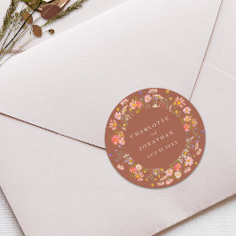 Adesivo Boho Outono Rústico Floral Casamento Personalizado