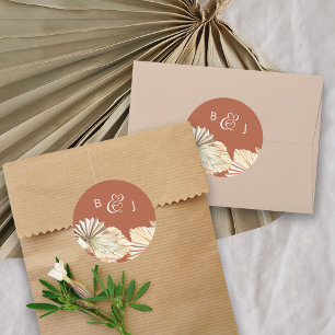 Adesivo Boho Palm Monogrammed Terracotta Wedding