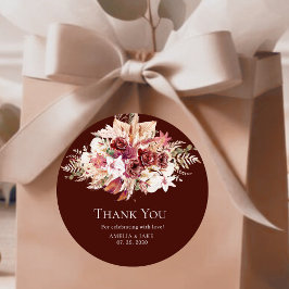 Adesivo Boho Pampas Burgundy Floral Round Wedding