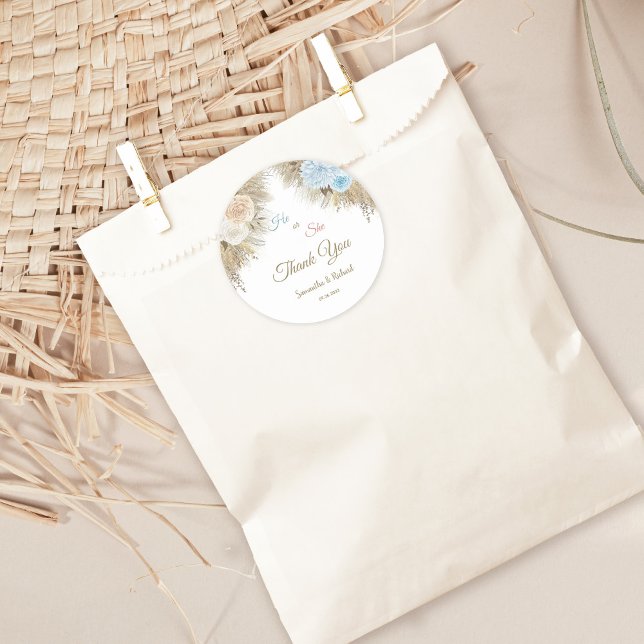 Adesivo Boho Pampas Grass Gender Revement Obrigado (Criador carregado)