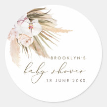 Boho Pampas Grass Watercolor Chá de fraldas Floral