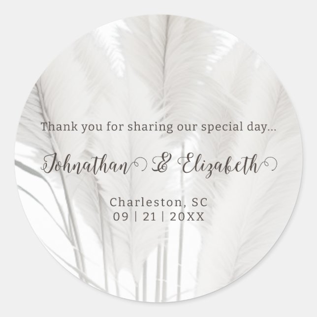 Adesivo Boho Pampas Grass Wedding Favor (Frente)