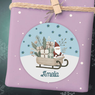 Adesivo Boho Papais noeis em Sleigh com Dons Snowflakes Na