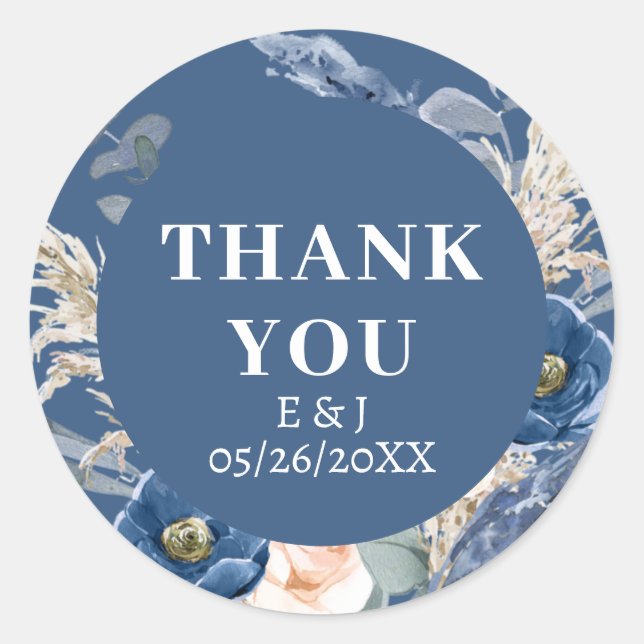 Adesivo Boho pastel azul & blush chic Weding (Frente)