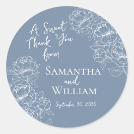 Adesivo Boho Periwinkle Floral Wedding Obrigado Por