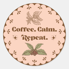 Adesivo Boho Pêssego Café Calmo Repetir