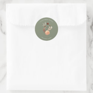 Adesivo Boho Pêssego e Ferrugem Floral Verde Salvia Chá de