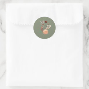 Adesivo Boho Pêssego e Ferrugem Floral Verde Salvia Chá de