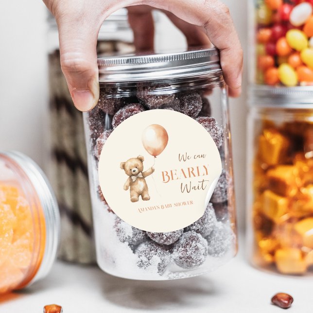 Adesivo Boho, podemos esperar Chá de fraldas do Urso Beige (Criador carregado)