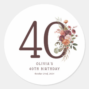Adesivo Boho Pumpkin Outono Florido 40º Aniversário