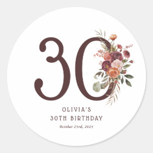 Adesivo Boho Pumpkin Outono Florido Aniversário de 30 anos