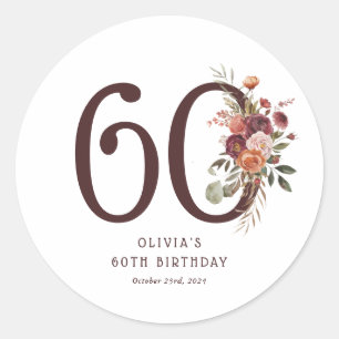 Adesivo Boho Pumpkin Outono Florido Aniversário de 60 anos