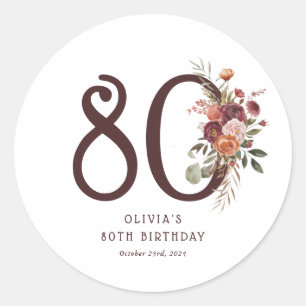 Adesivo Boho Pumpkin Outono Florido Aniversário de 80 anos