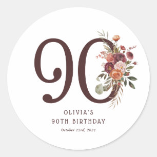 Adesivo Boho Pumpkin Outono Florido Aniversário de 90 anos