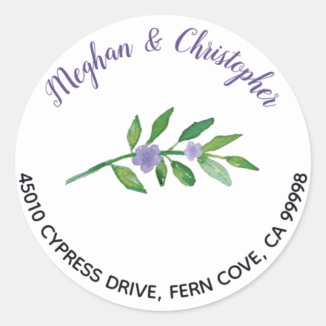 Adesivo Boho Purple Floral Address Envelope Seal (Frente)