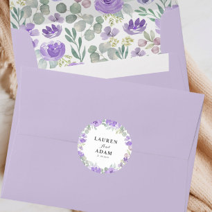 Adesivo Boho Purple Floral Casais Nomes Casamento