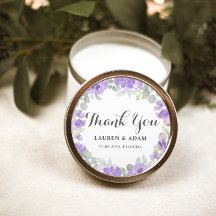 Boho Purple Floral Obrigado Favor De Casamento