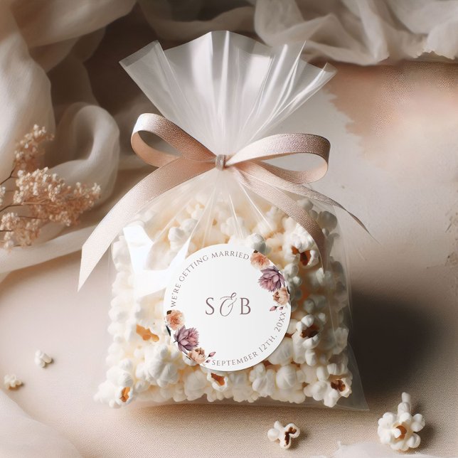 Adesivo Boho Purple Floral Round Sticker Iniciais (Criador carregado)