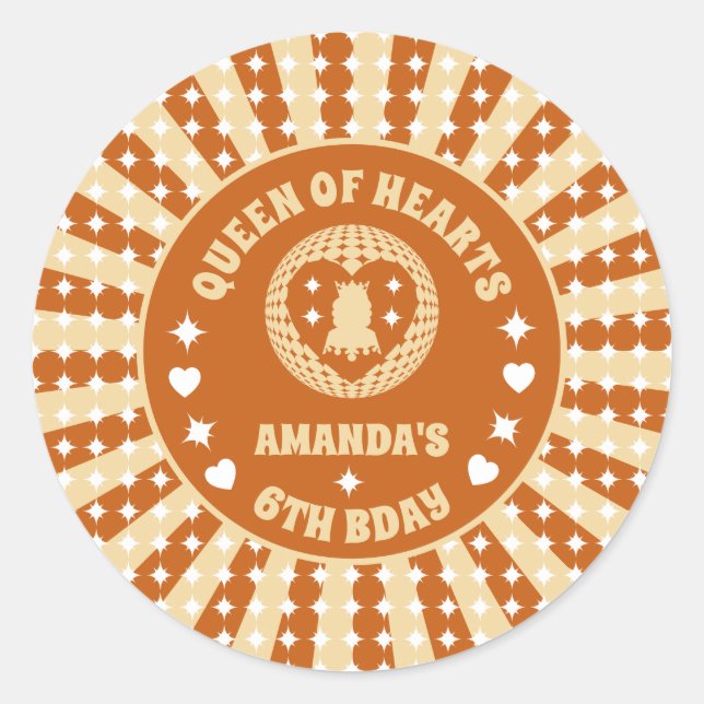 Adesivo Boho Queen Of Hearts Festa de aniversário (Frente)