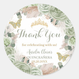 Adesivo Boho Quinceañera Sage Green Floral Pampas Grass