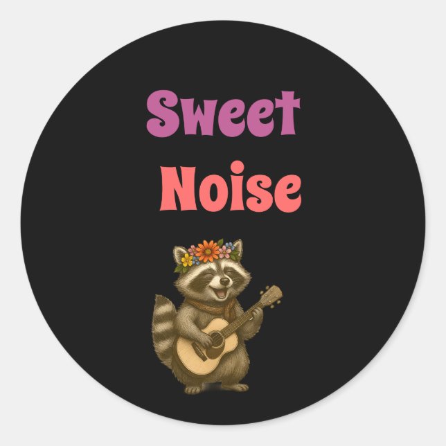 Adesivo Boho Raccoon Music Lover Sweet Noise Floral (Frente)