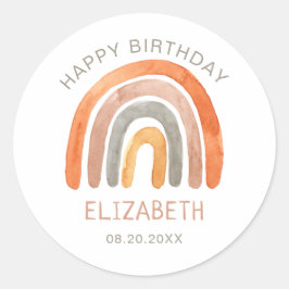 Adesivo Boho Rainbow Aniversário Clássico Round Sticker