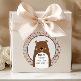 Adesivo Boho Rainbow Bear Neutral Baby Shower Thank You