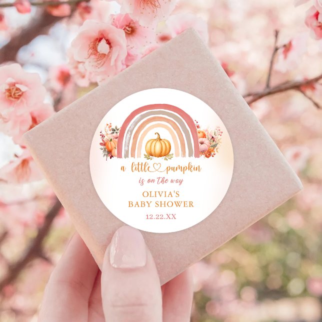 Adesivo Boho Rainbow Little Pumpkin Fall Chá de fraldas (Criador carregado)