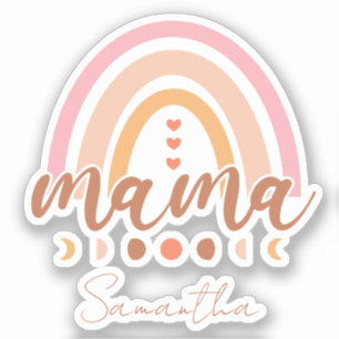 Adesivo Boho Rainbow Mama com Fases da Lua