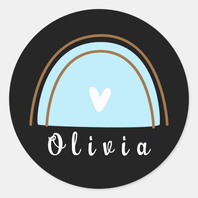 Adesivo Boho Rainbow minimalista com nome personalizado (Frente)
