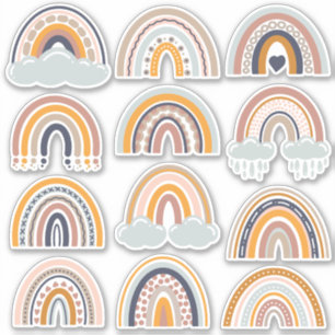 Adesivo Boho Rainbow Rustic Scrapbook 12 Stickers Bonito
