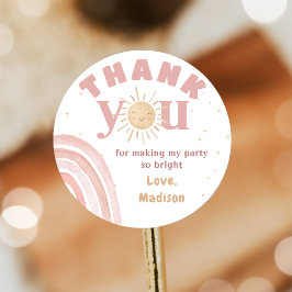 Adesivo Boho Rainbow Sunshine Pink Birday Sticker